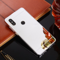 Луксозен алуминиев бъмпър с твърд гръб огледален за Xiaomi Mi A2 Lite / Xiaomi Redmi 6 Pro сребрист